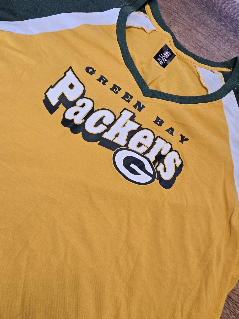 Womens Green Bay Packers Short Sleeve Tee - Gold & Green  Size 2x - Picture 3 of 6